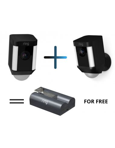 Ring Promo - Buy 2X Black Ring Spotlight Battery Powered Cameras and 1 Free Ring Battery