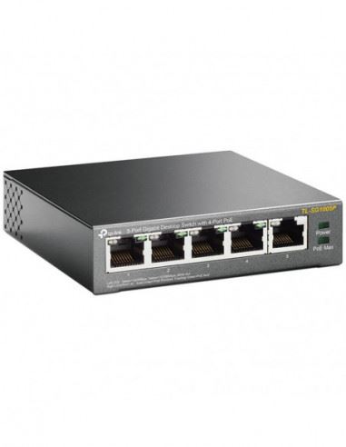 TP-Link 5 Port Gigabit Desktop PoE Switch, 5 x Gb Ports (4 PoE ports), 56W PoE Power Supply